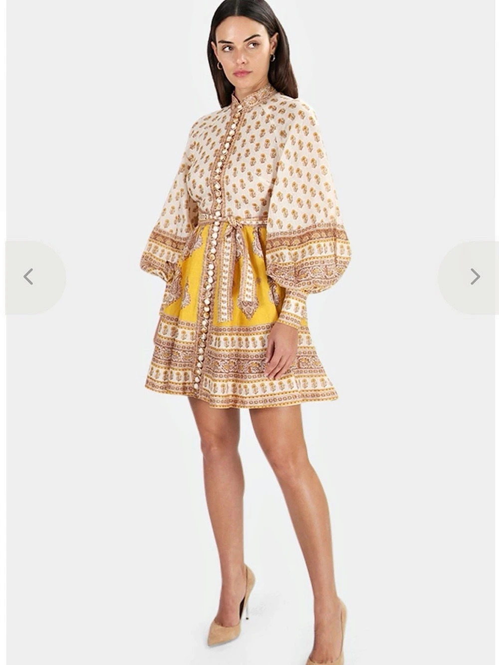 Zimmermann Floral Mini Dress in Yellow & White Like New